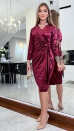 Sukienka Bordeaux Draped Midi — zdjęcie 7