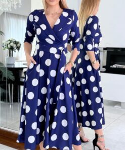 Sukienka Polka Granatowa
