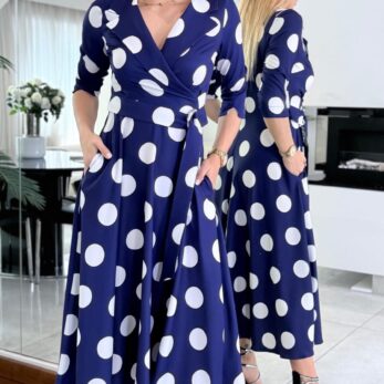 Sukienka Polka Granatowa